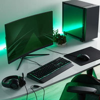 ONN . 4PC GAMING STARTER KIT WITH LED KEYBOARD   MOUSE  OVEREAR HEADSET W/MIC AND MOUSE PAD, BLACK