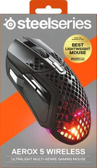 STEELSERIES AEROX 5 ULTRA LIGHTWEIGHT HONEYCOMB WATER RESISTANT WIRELESS RGB OPTICAL GAMING MOUSE,