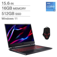 ACER NITRO 5 GAMING BUNDLE, 15.6",i5-12450H , 16GB, 512GB SSD, RTX 3050 4GB, BLACK, MOUSE INCLUDED