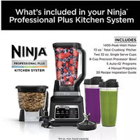 NINJA PROFESSIONAL PLUS KITCHEN BLENDER SYSTEM AND 8CUP FOOD PROCESSOR (BN805A), BLACK