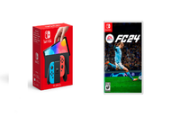 NINTENDO SWITCH OLED NEON BLUE RED JP SPECS + FC24 CARD VIDEOGAME, NEON BLUE RED